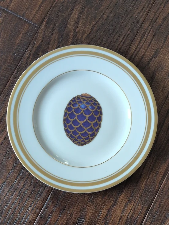 FABERGE I  Limoges French Imperial Egg Collection Pinecone Pattern Salad Plate - Picture 2 of 14